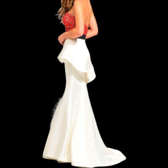 Ashley Lauren Strapless Evening Gown with Red Sequined Bodice - Size 6 - Picture 7 of 7